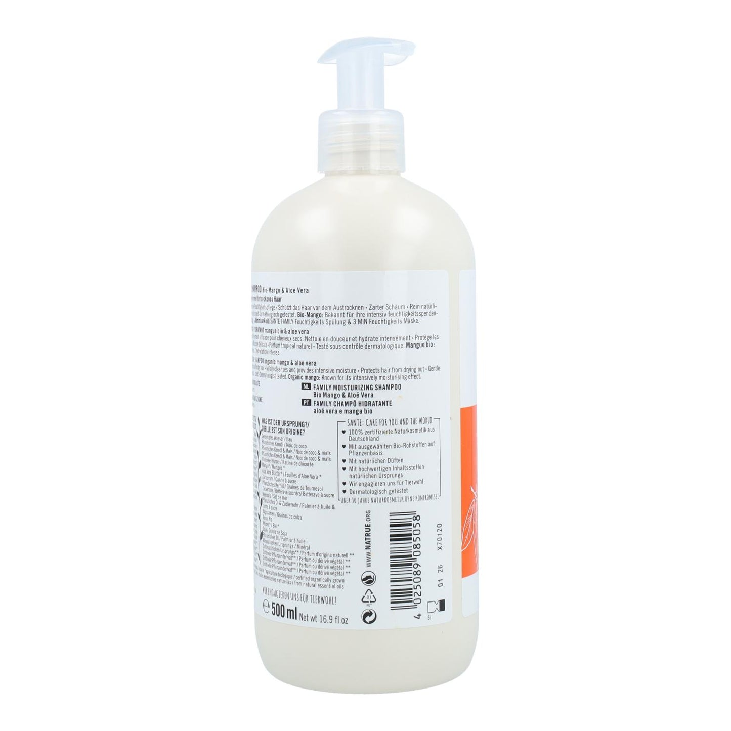 Champú Hidratante Family Aloe Vera & Mango, Sante  500 ml