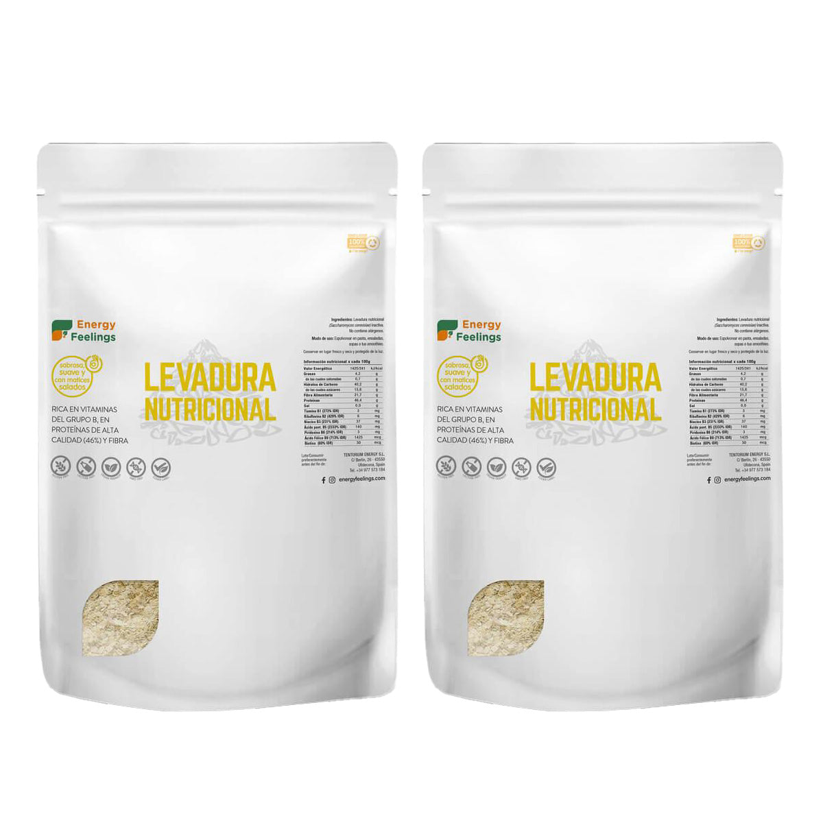 Pack 2x Levadura Nutricional Bland en copos Energy Feelings 1 Kg