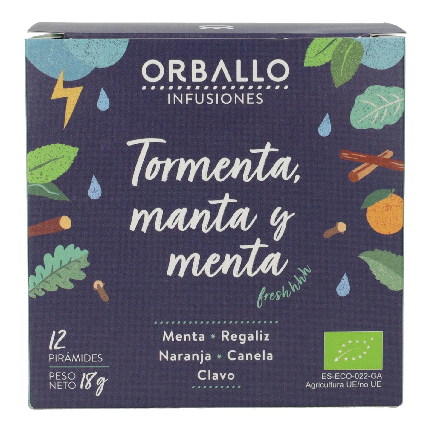 Infusión "tormenta manta y menta" Bio orballo 15 pirámides