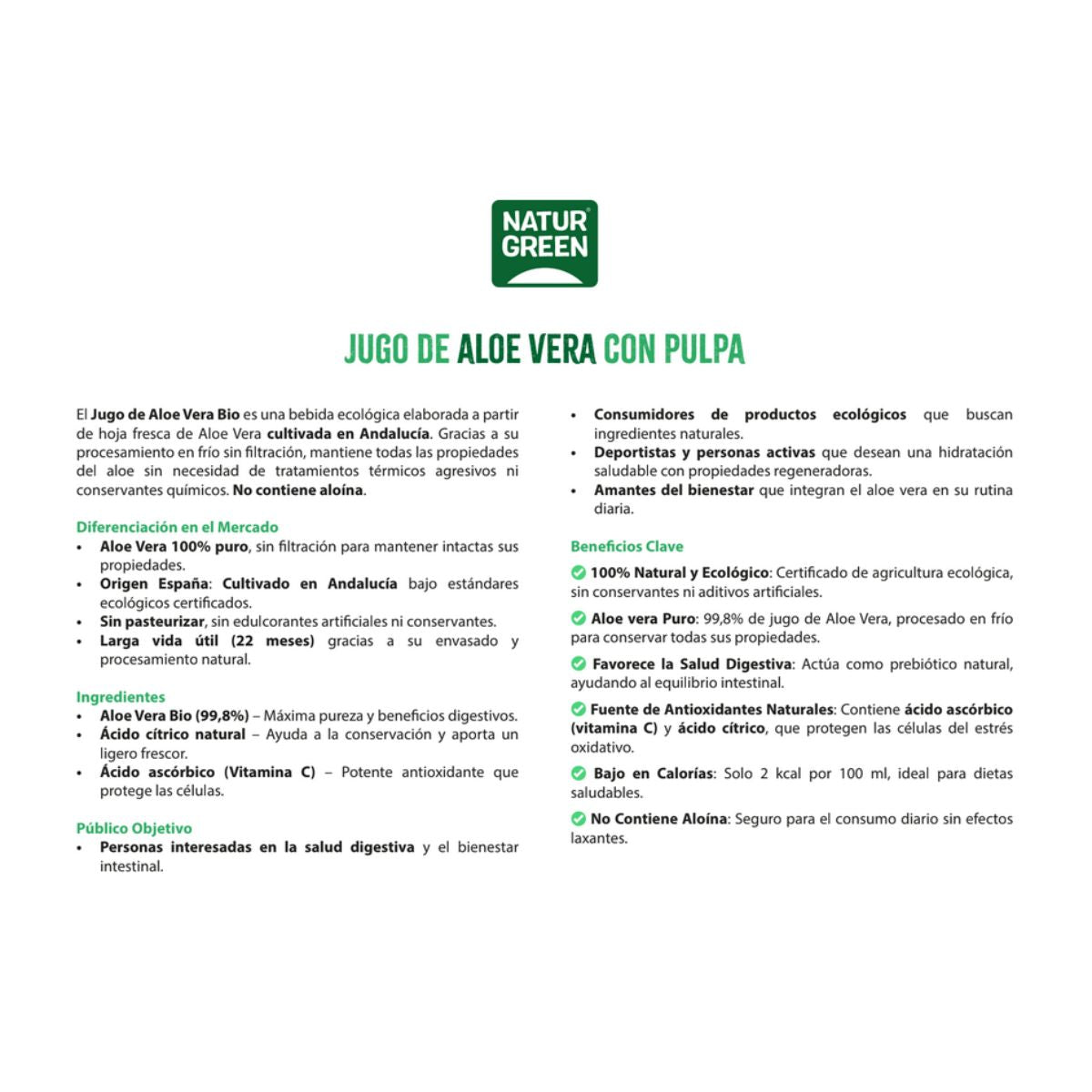 Pack x 12 Jugo de aloe vera con pulpa NaturGreen 1 L