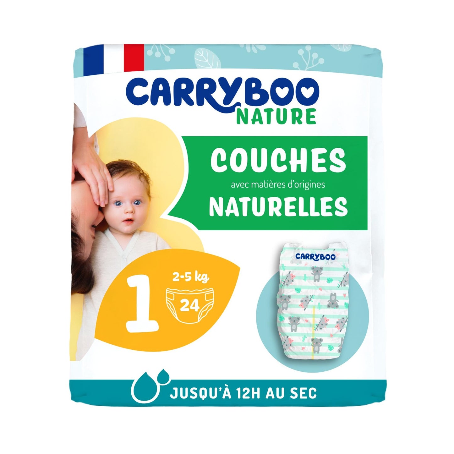 Pañales Carryboo Nature Pañales naturales y coles, Talla 1 (2-5kg)