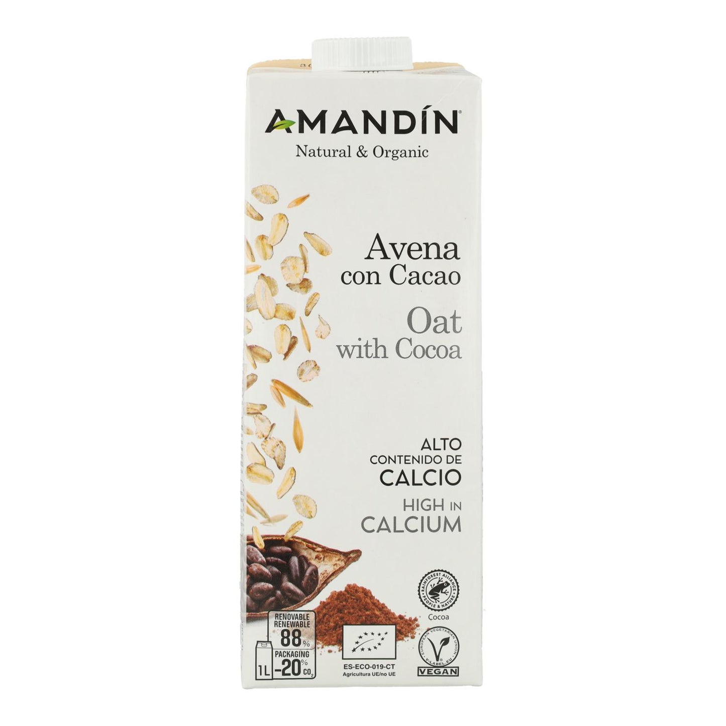 Pack 12 x Bebida de Avena con Cacao Amandin 1 L