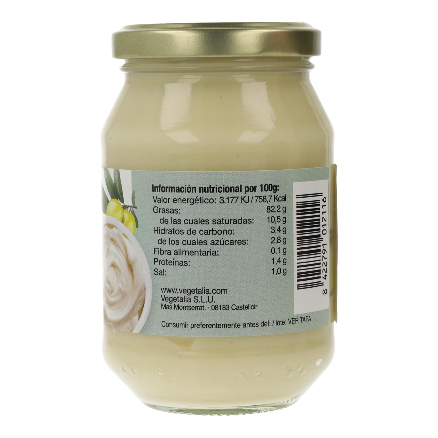 Mayonesa con Aceite de Oliva Bio en bote de vidrio Vegetalia 230 gr