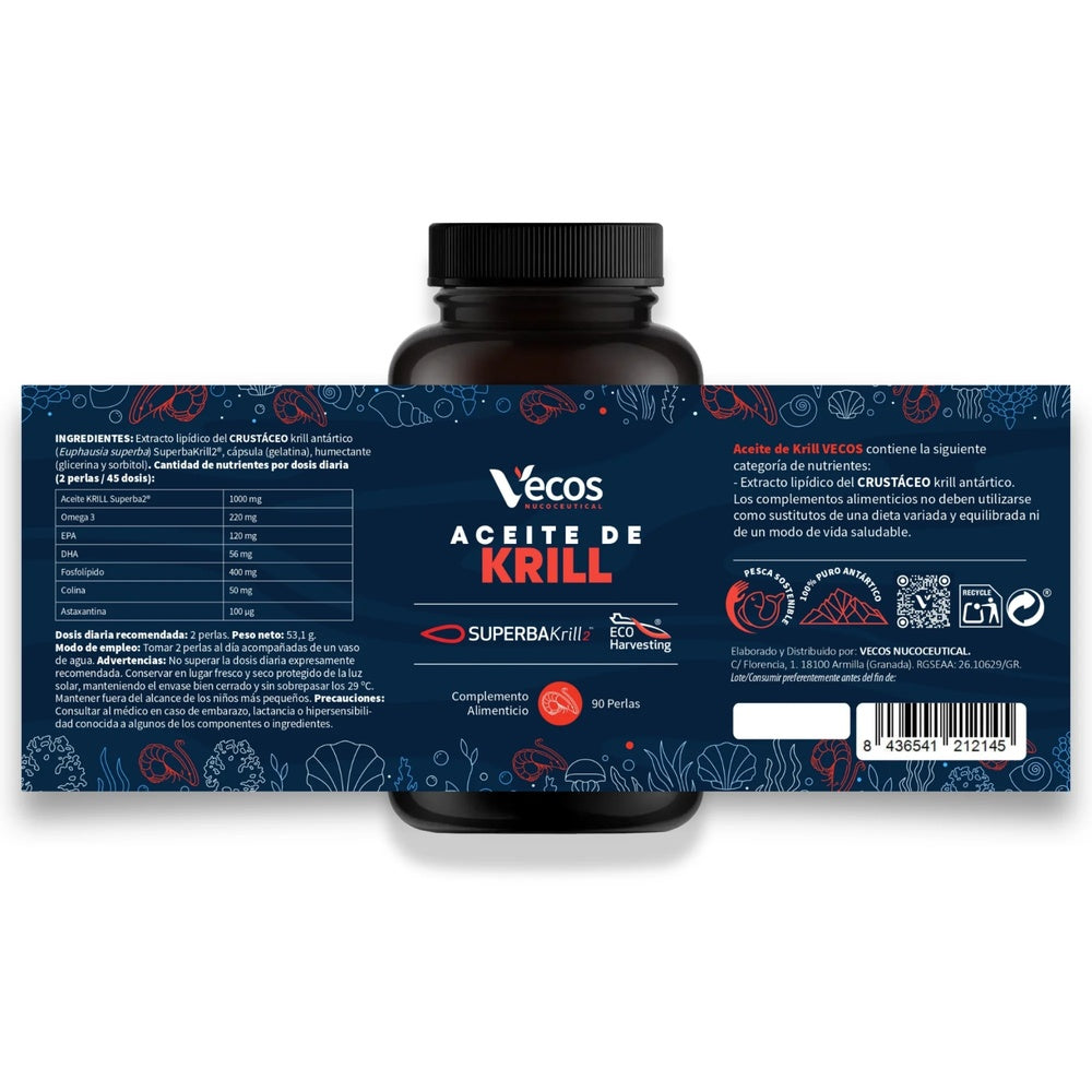 Aceite de krill Vecos 90 perlas