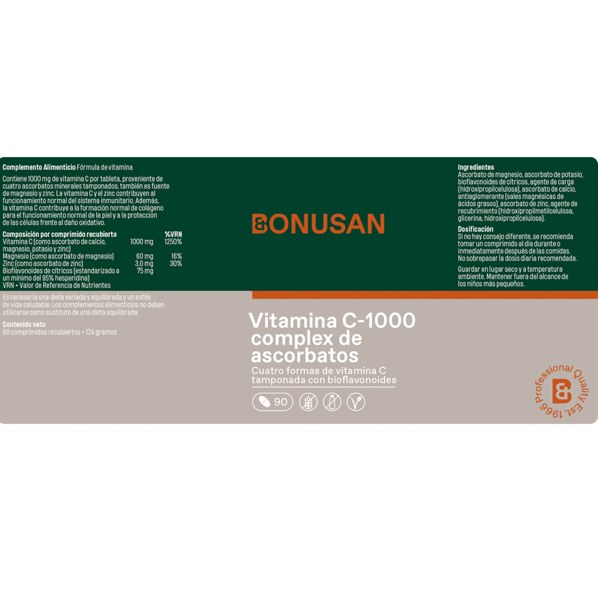Vitamina C-1000 complex de ascorbatos Bonusan 180 comprimidos