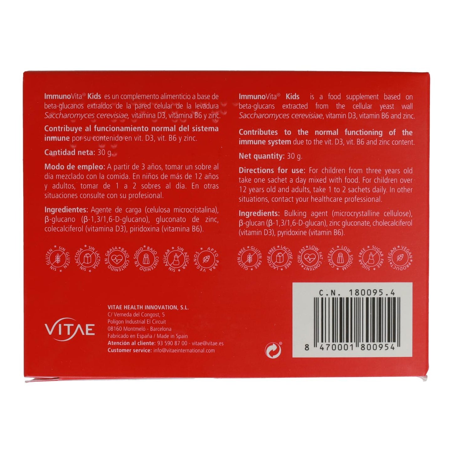 Inmunovita Kids 30 Sobres Vitae