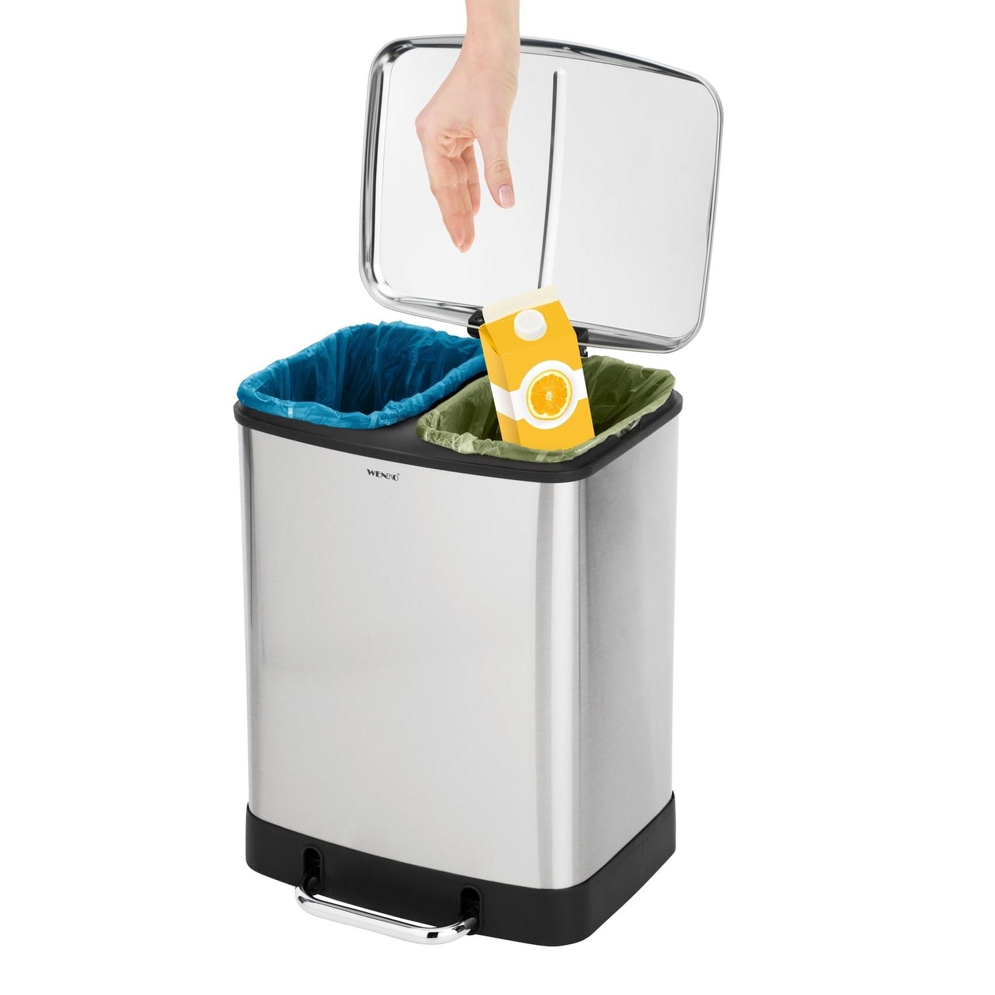 Cubo de pedal de acero inoxidable Easy Close Studio Duo, 2 x 20 lts.