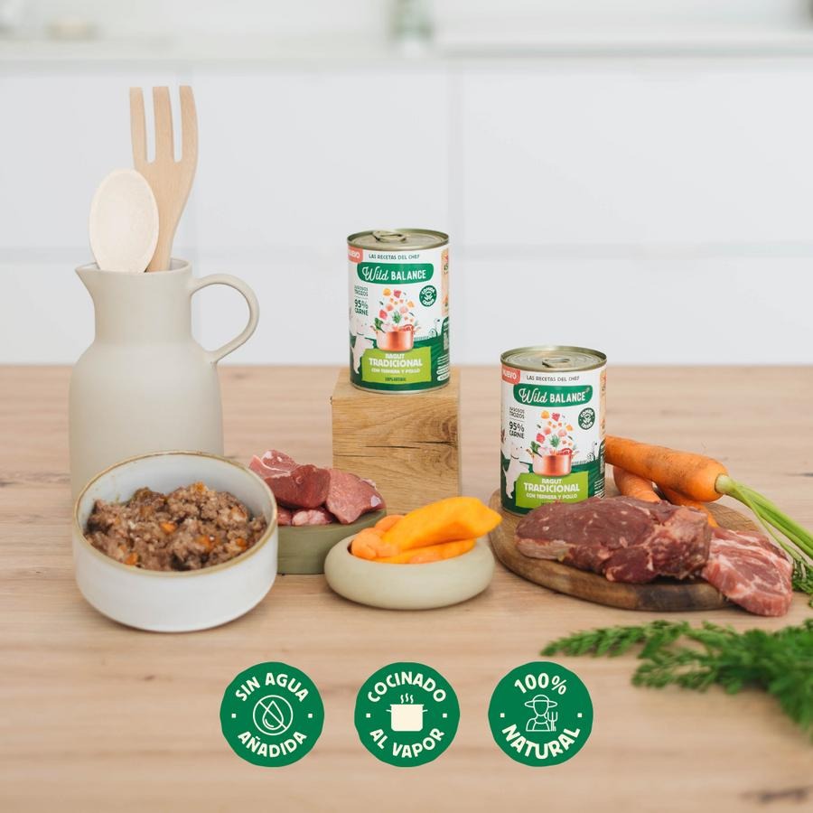 Pack 6X Ragut tradicional de ternera y pollo para perros Wild Balance 400 gr