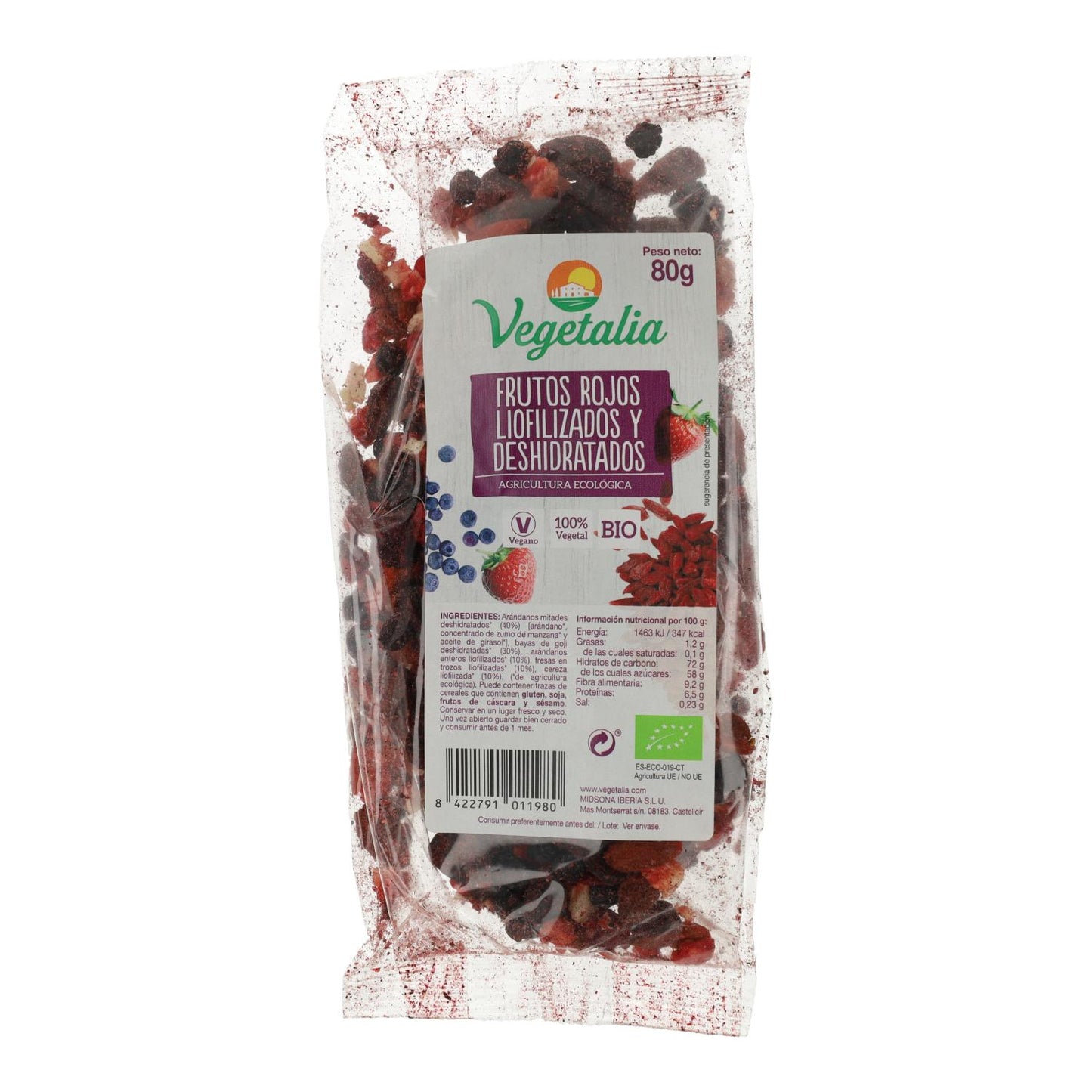Mix Frutos Rojos Liofilizados Bio 80G Vegetalia