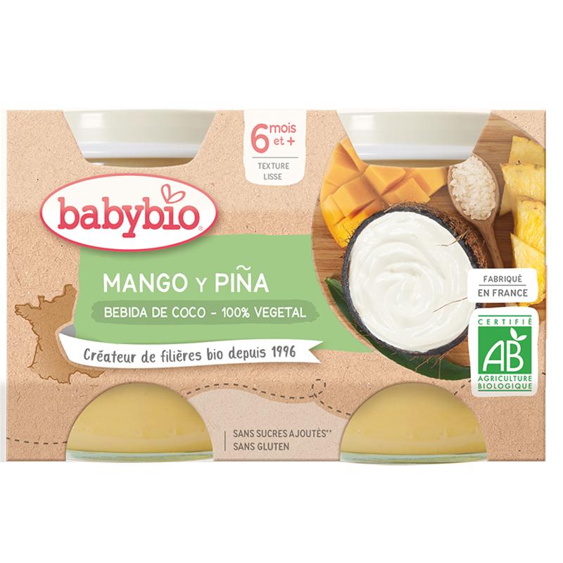Yogur Vegetal Mango, Piña y Bebida de coco 2x130g, Babybio