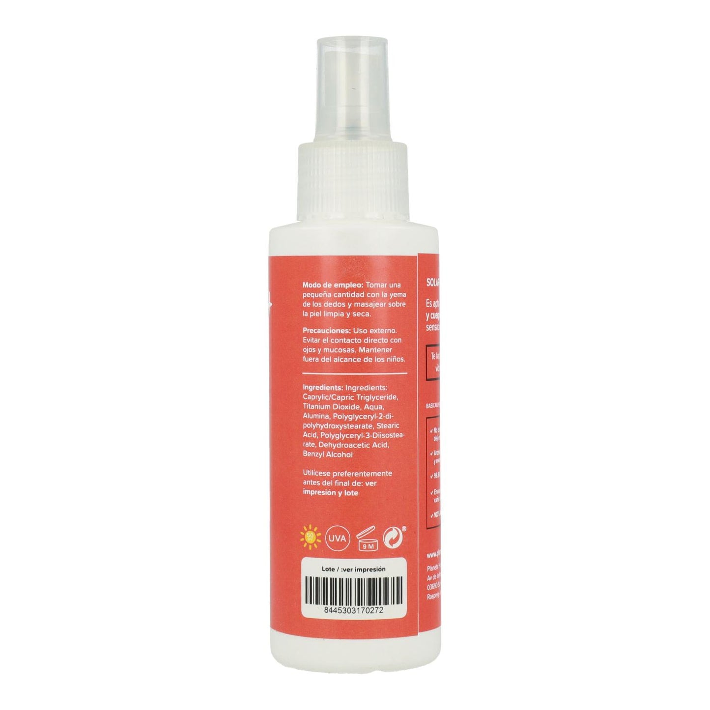 Protector Solar 100% mineral SPF 50 Planeta Huerto 125 ml
