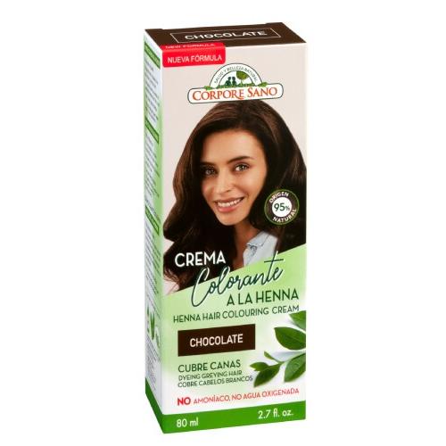 Crema a la henna cubre canas chocolate  Corpore Sano 80 ml