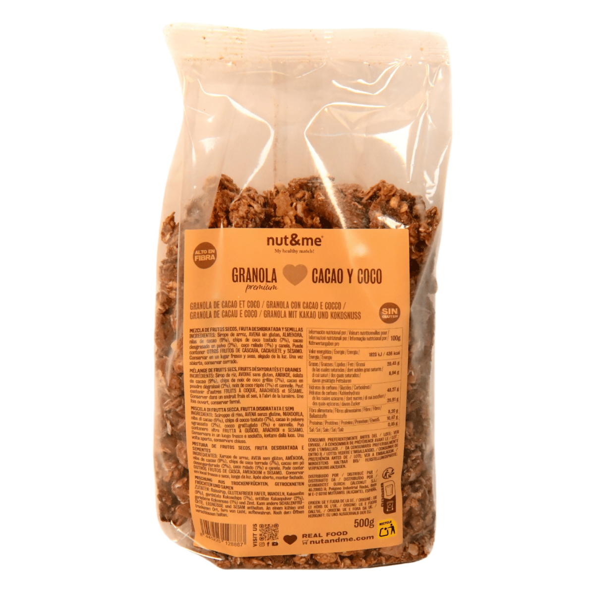 Granola  con cacao y coco 500 g Nut&me