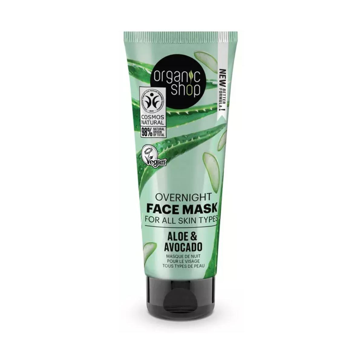 Mascarilla facial nocturna aguacate y aloe, Organic Shop 75 ml