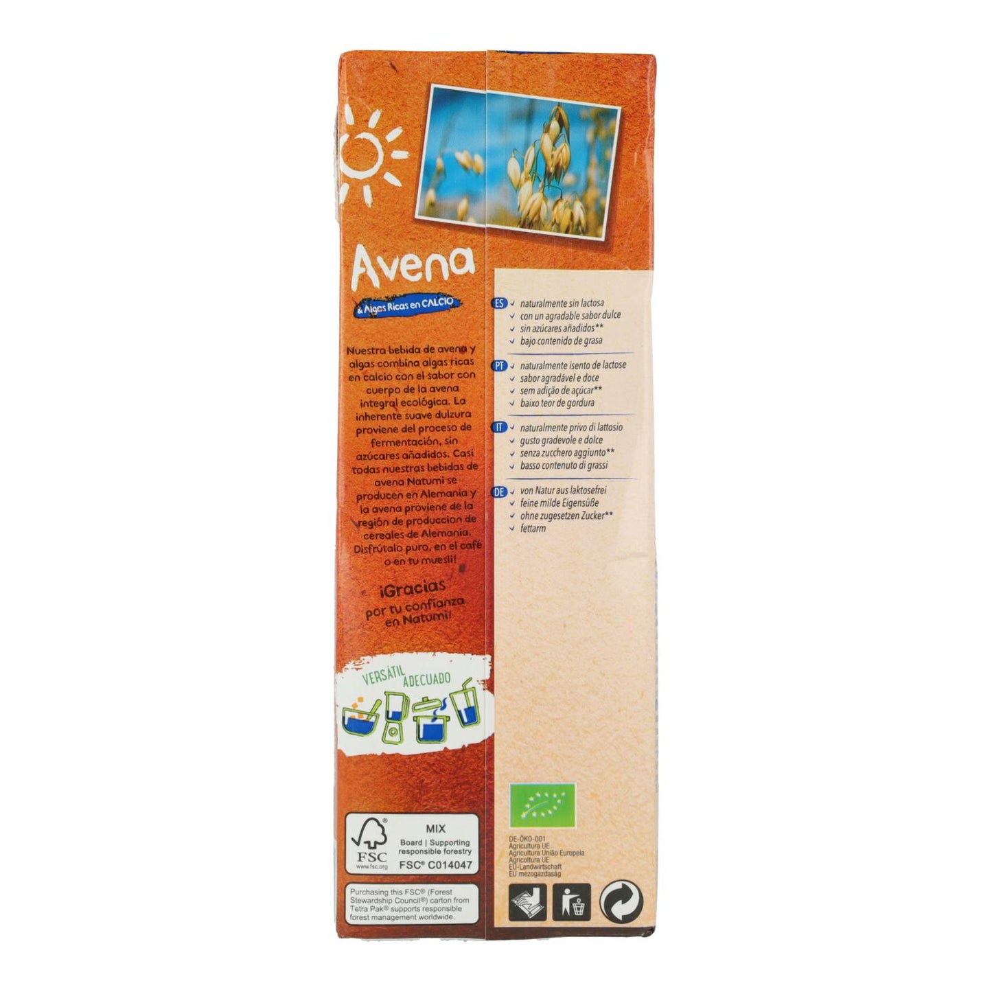 Pack 12x Bebida Avena Alga BIO Natumi 1 L