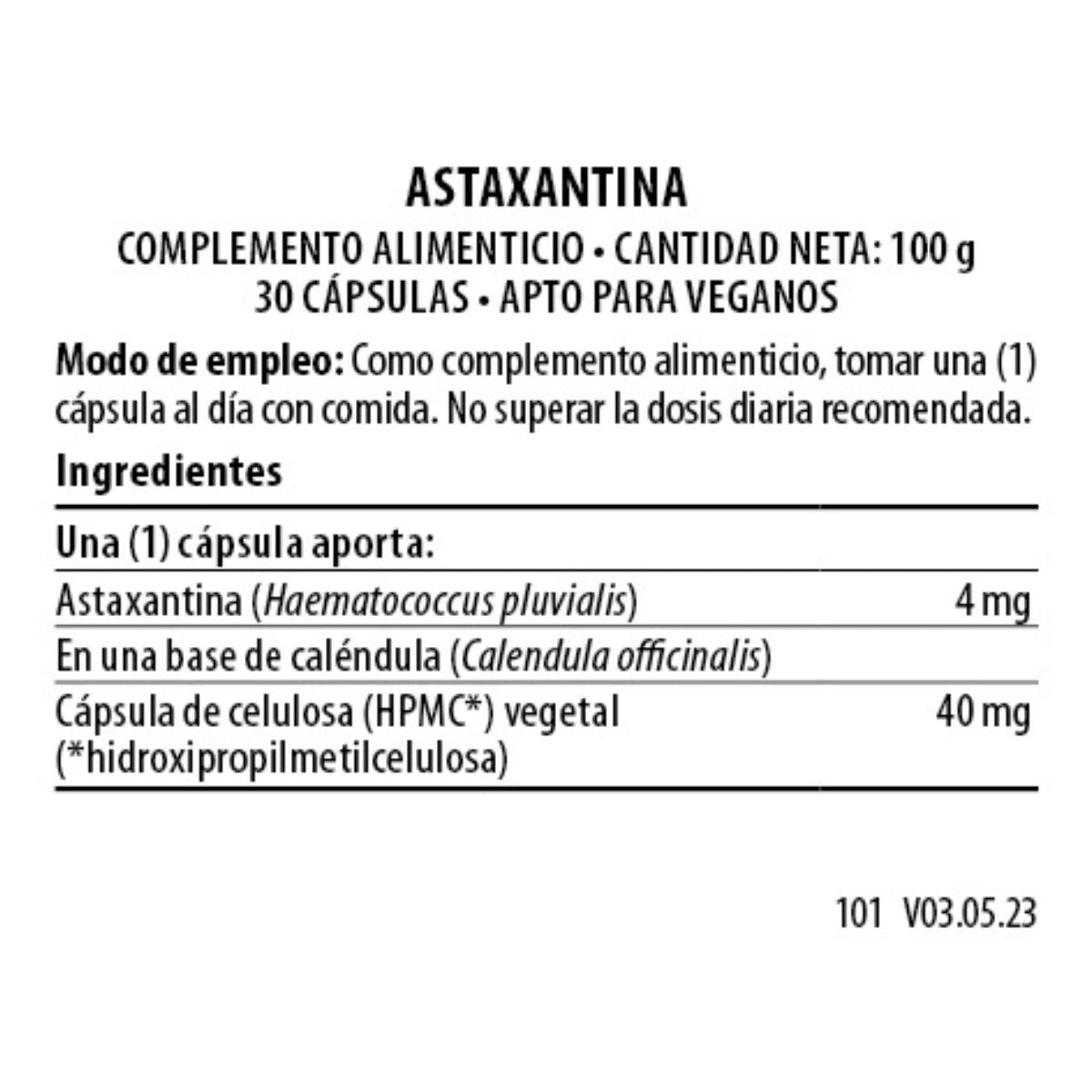 Astaxantina 30 cápsulas vegetales