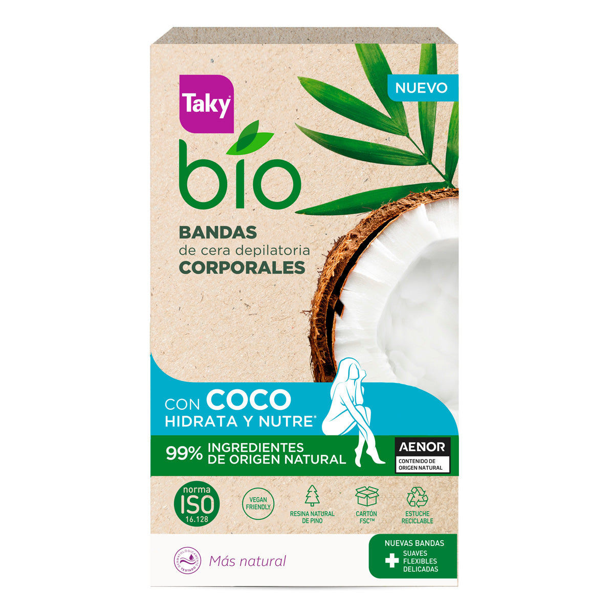 Bandas Depilatorias Corporales Coco BIO TAKY 16 uds