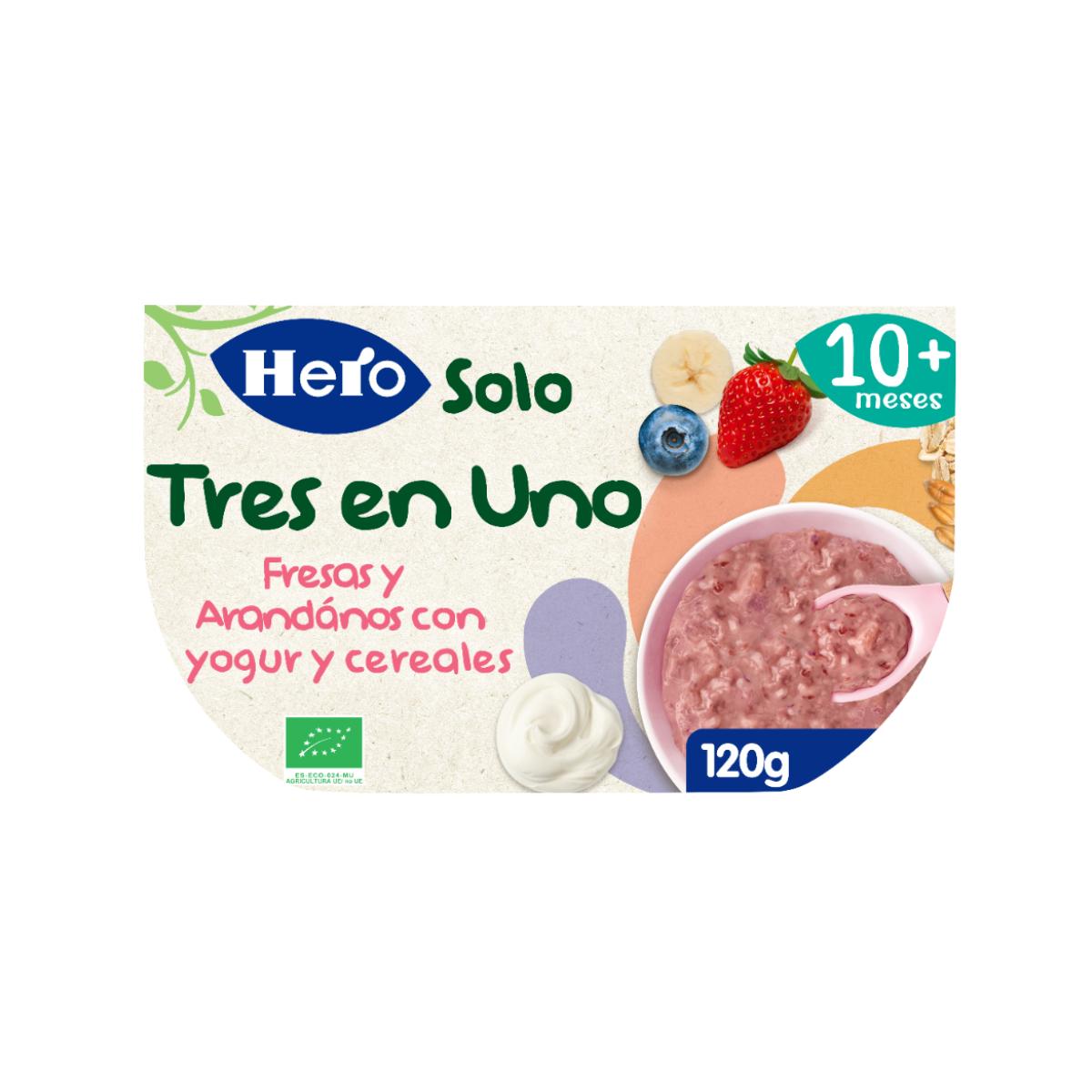 Tarrina de Fresa, Arándanos con Yogur y Cereales 120 g-Hero Solo