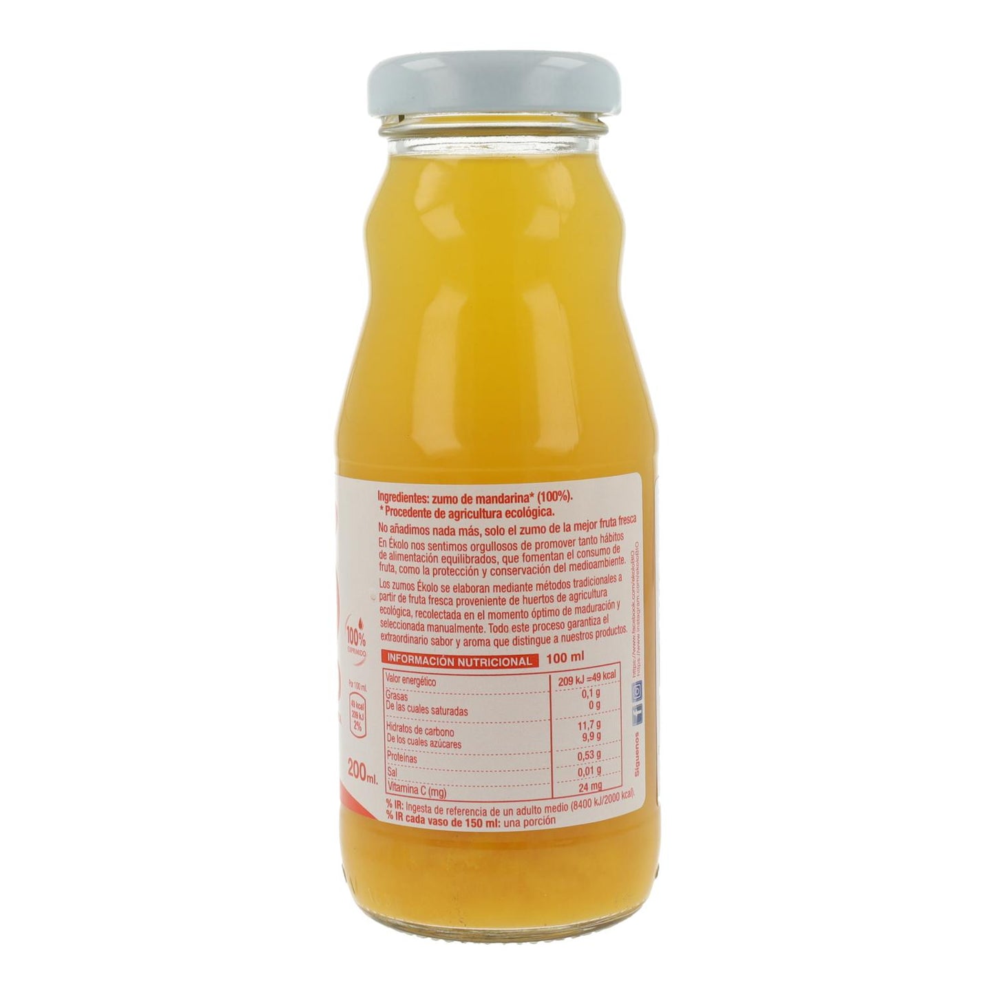 Zumo de Mandarina Bio 100% exprimido Ékolo 200 ml