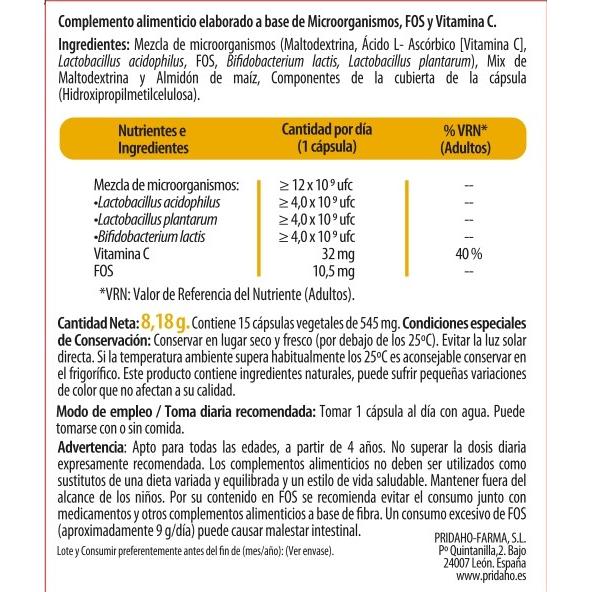 Probiótico 545mg H4U 15 cápsulas vegetales