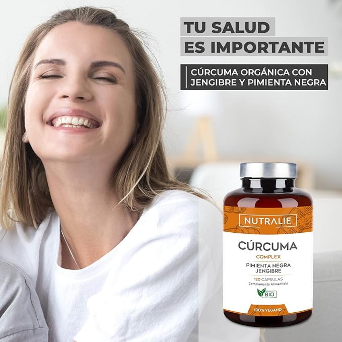 Nutralie Cúrcuma Complex + Jengibre y Pimienta Negra Orgánica 120 cápsulas
