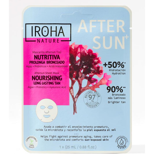 Mascarilla Facial AFTERSUN NUTRITIVA Y PROLONGADORA DEL BRONCEADO con Algas, Probióticos Y  Ácido Hialurónico Iroha Nature  25ml