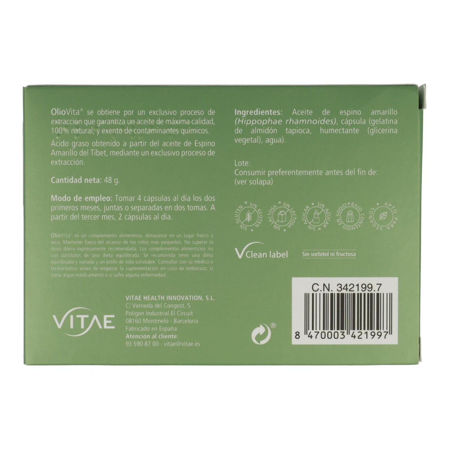 Oliovita 700 Mg Vitae 60 cápsulas