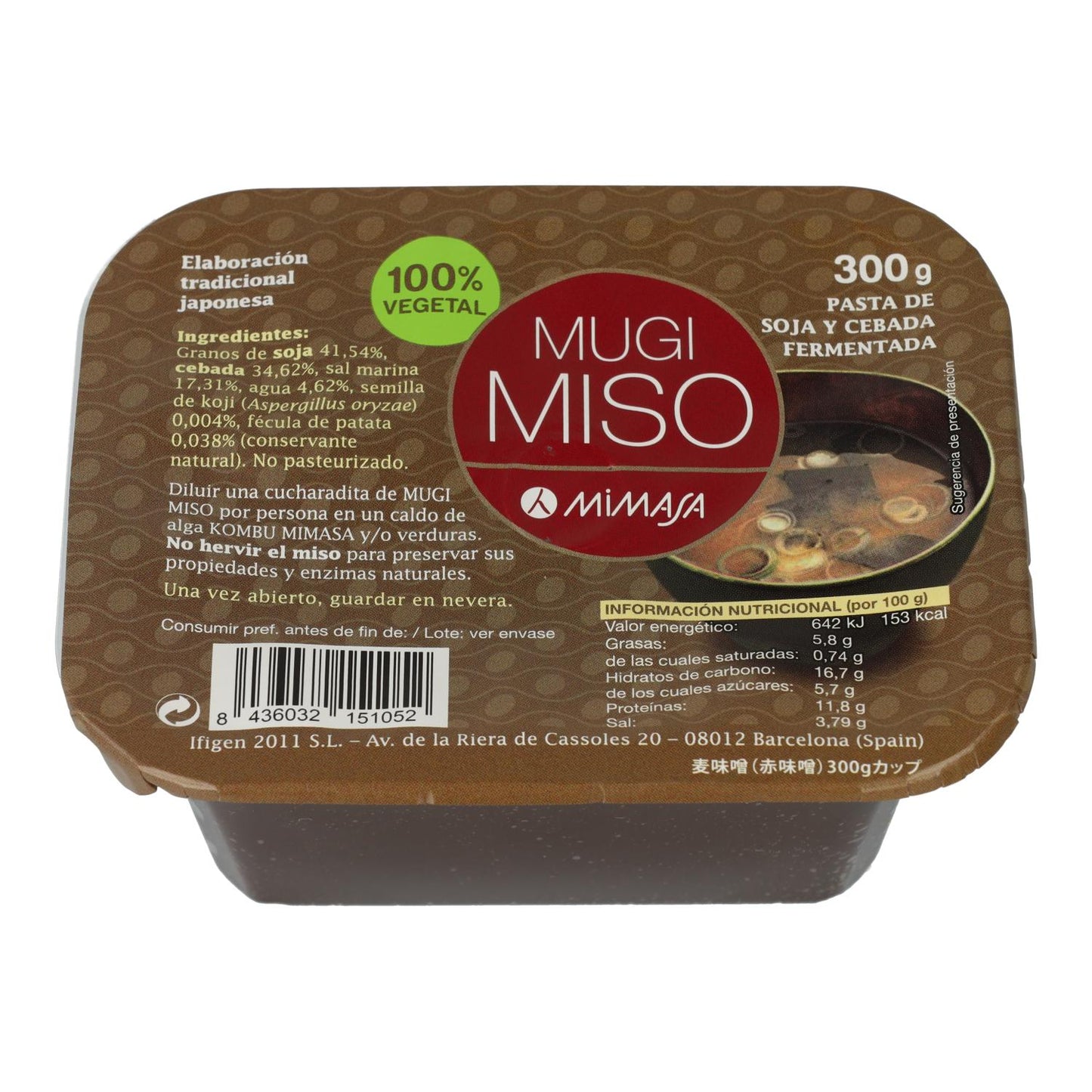 Mugi miso No pasteurizado Mimasa 300 g