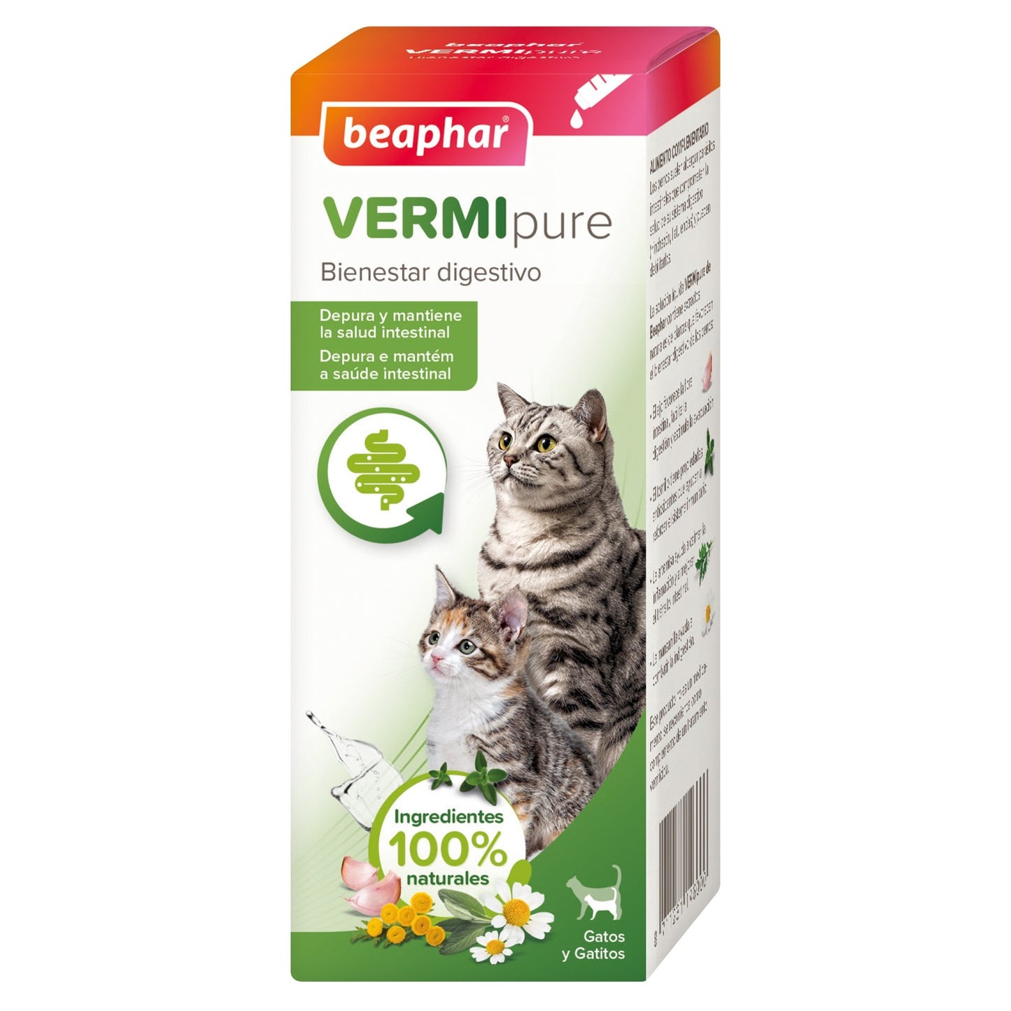 Beaphar VERMIpure Solución antiparasitaria líquida natural gatos y gatitos 50 ml