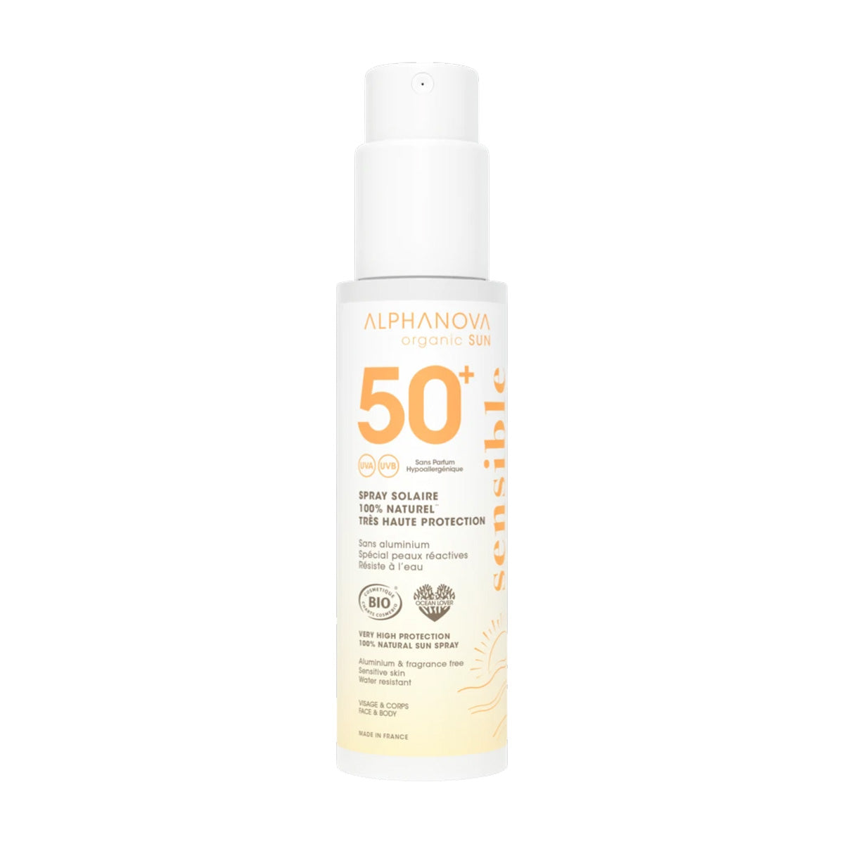 Spray solar FPS50+ sensible bio Alphanova 100 ml