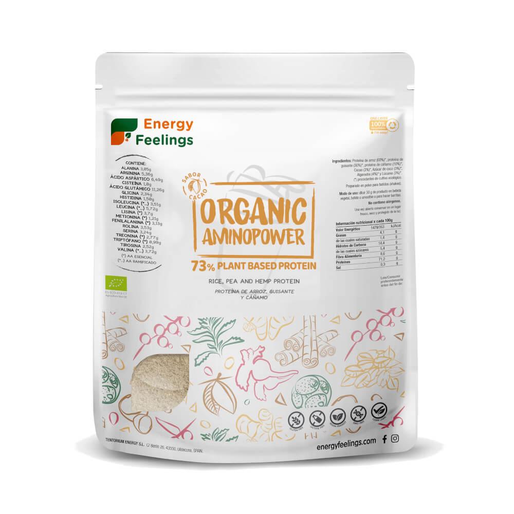 Organic aminopower proteína vegana 73% Cacao Energy Feelings 1 kg