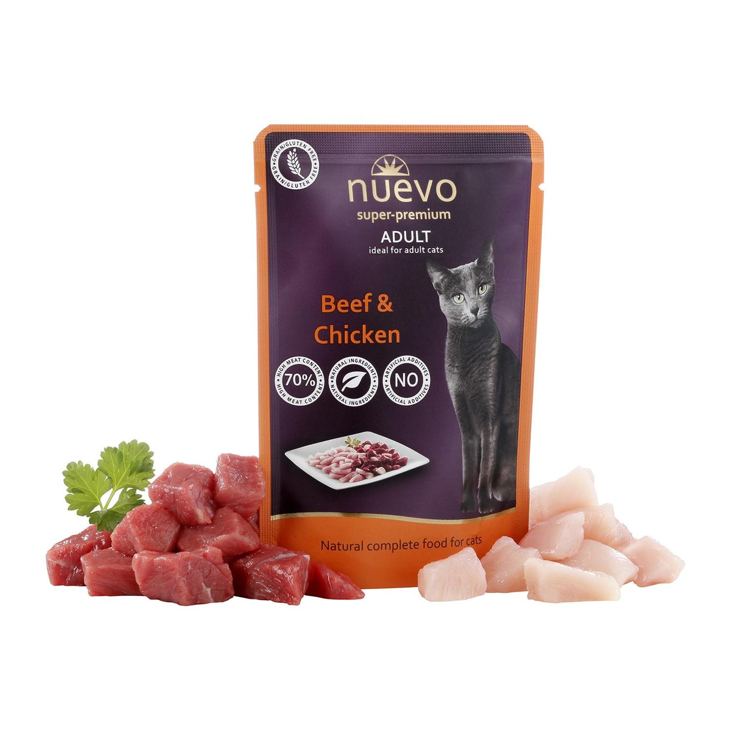 Nuevo Sobre Gato adulto Ternera Pollo 85 g