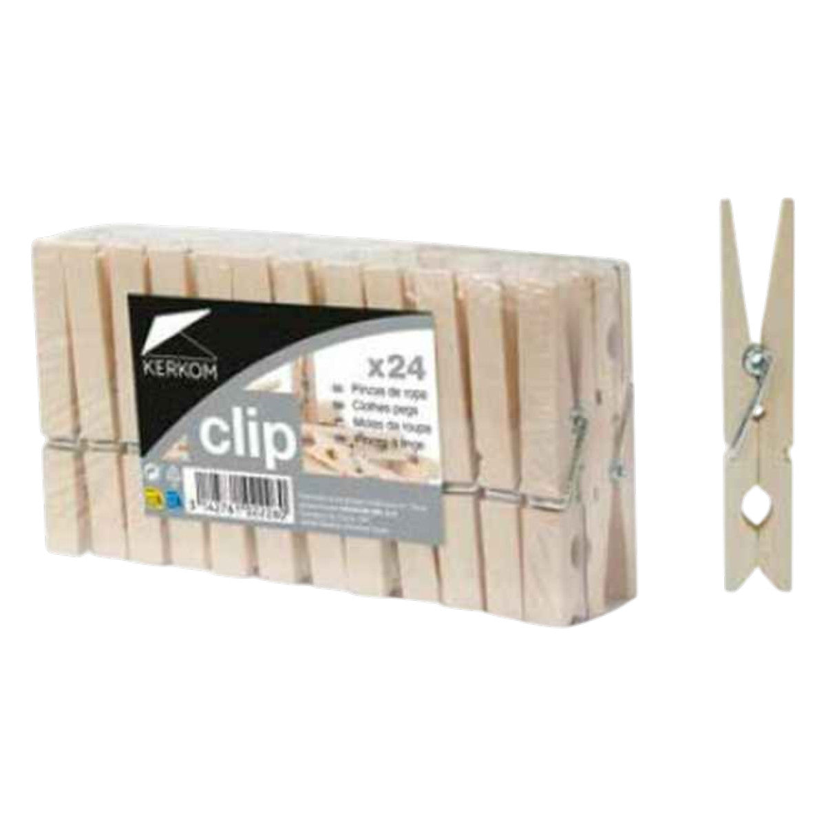 Pinzas de madera para tendedero Kerkom 24 uds