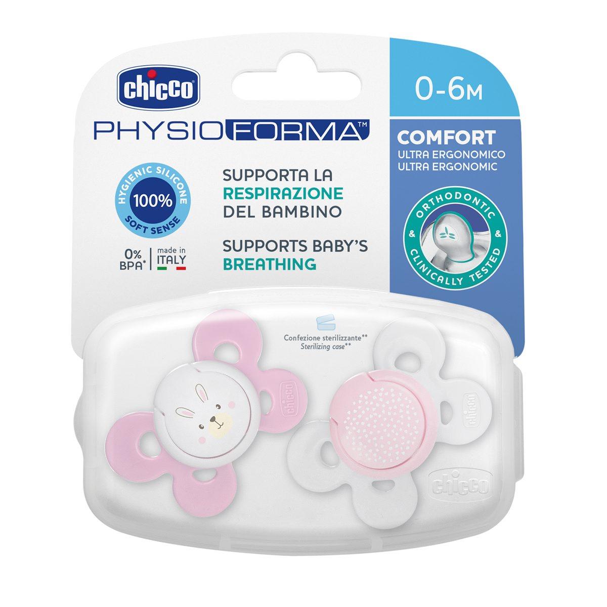 Chupete Physio Comfort silicona 0-6m 2 ud surtidos Chicco
