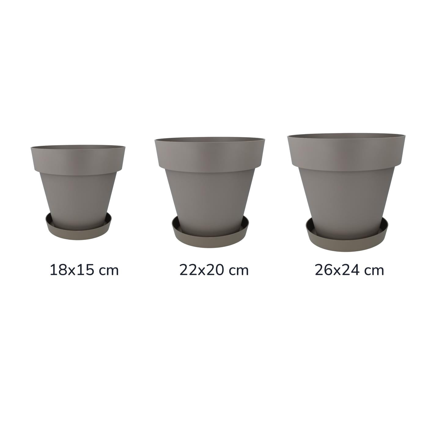 Pack maceta con plato color taupe Tes 18 x 15 cm