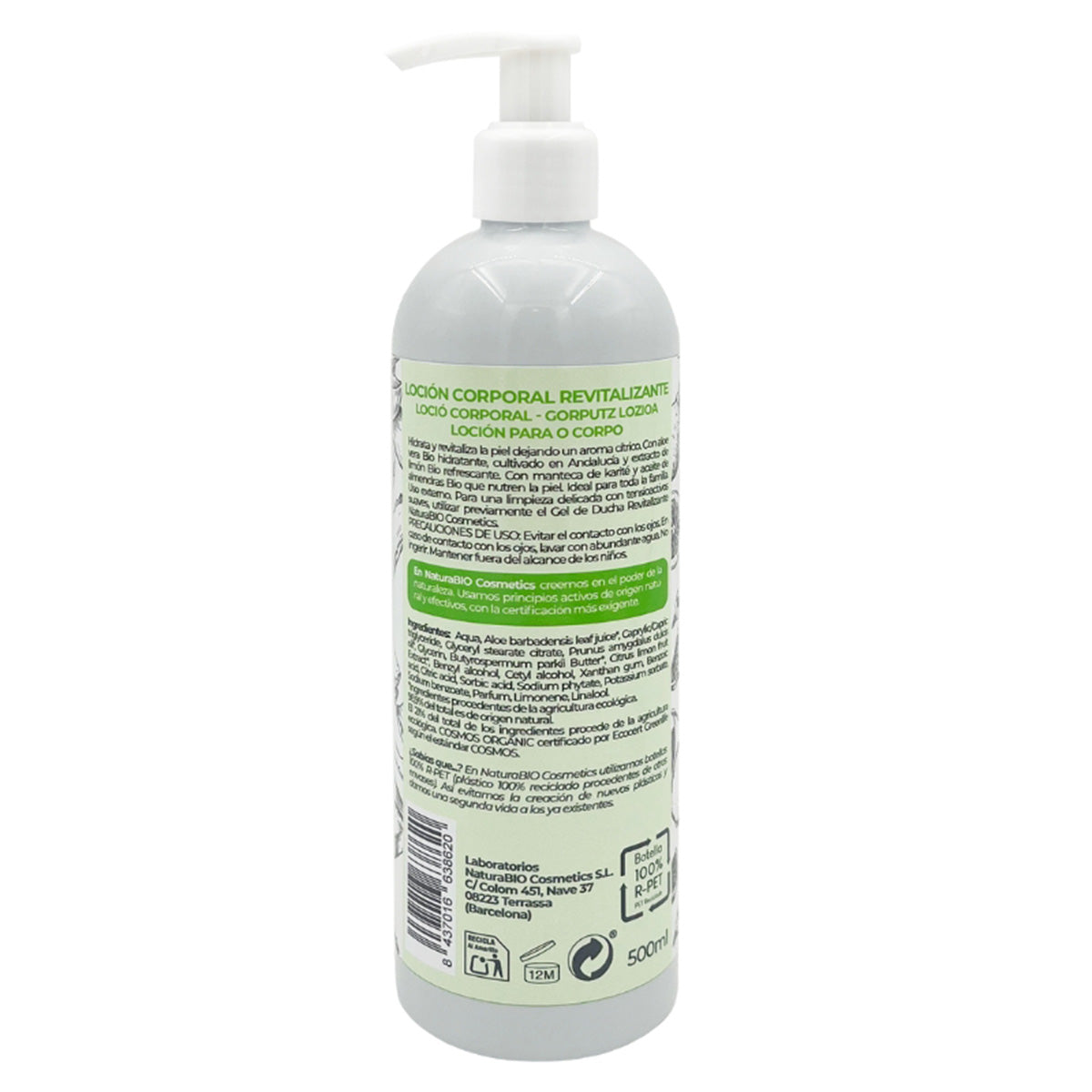 Loción corporal revitalizante limon y aloe bio Naturabio 500 ml