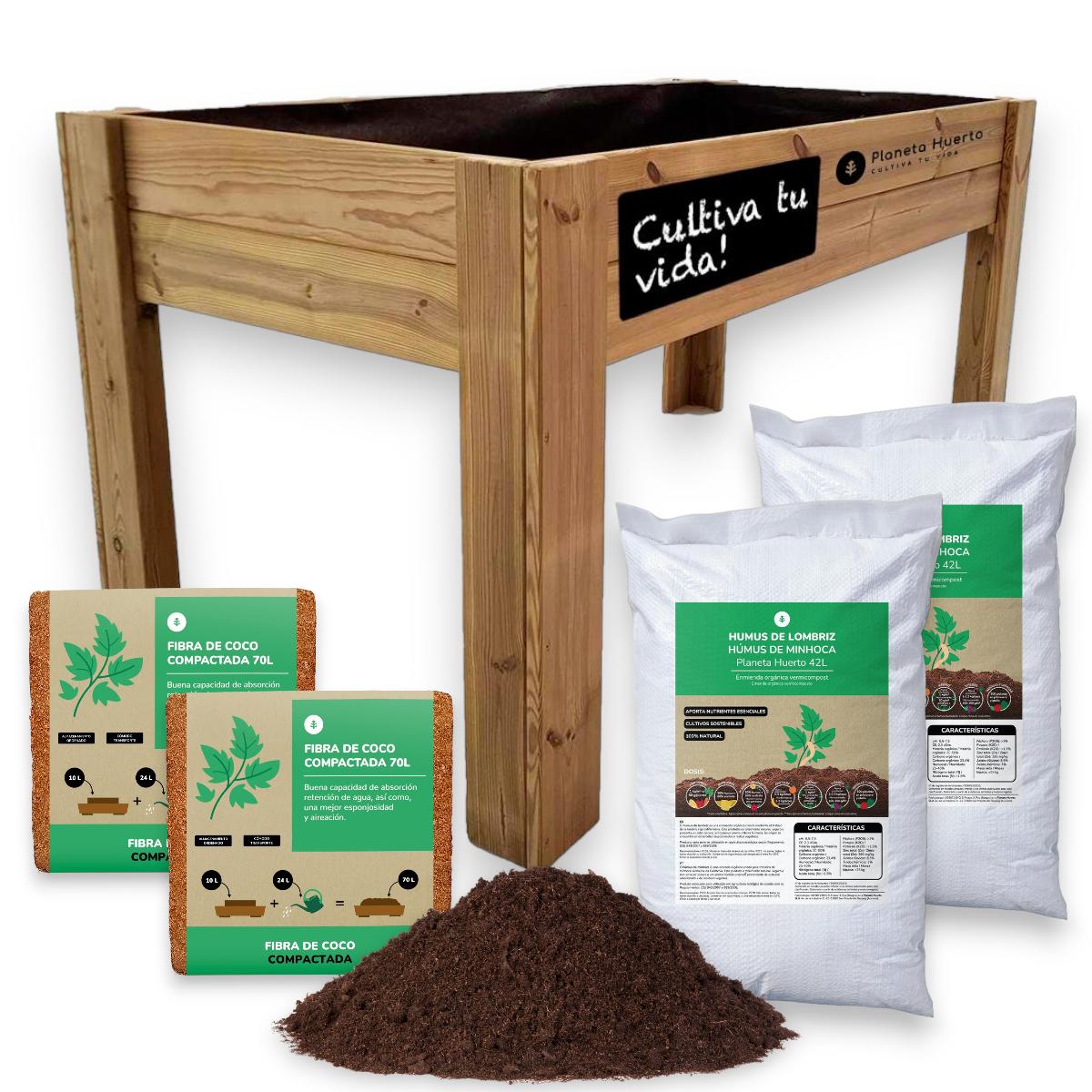 Kit Mesa de cultivo + Sustrato Planeta Huerto