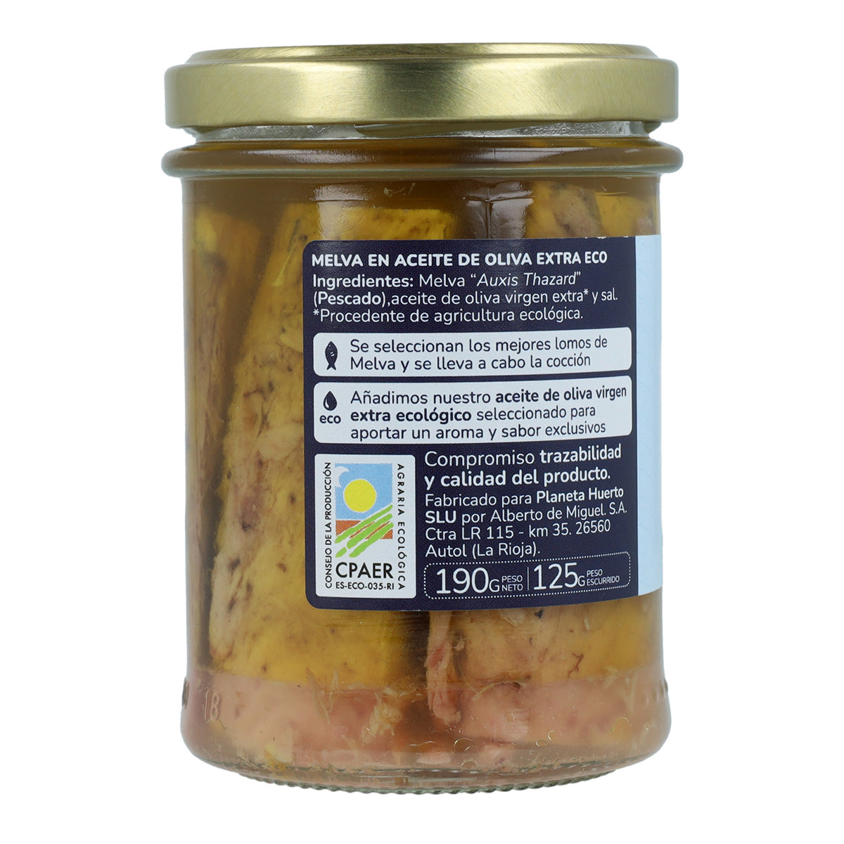 Melva en aceite de oliva virgen extra ECO Planeta Huerto 190 g