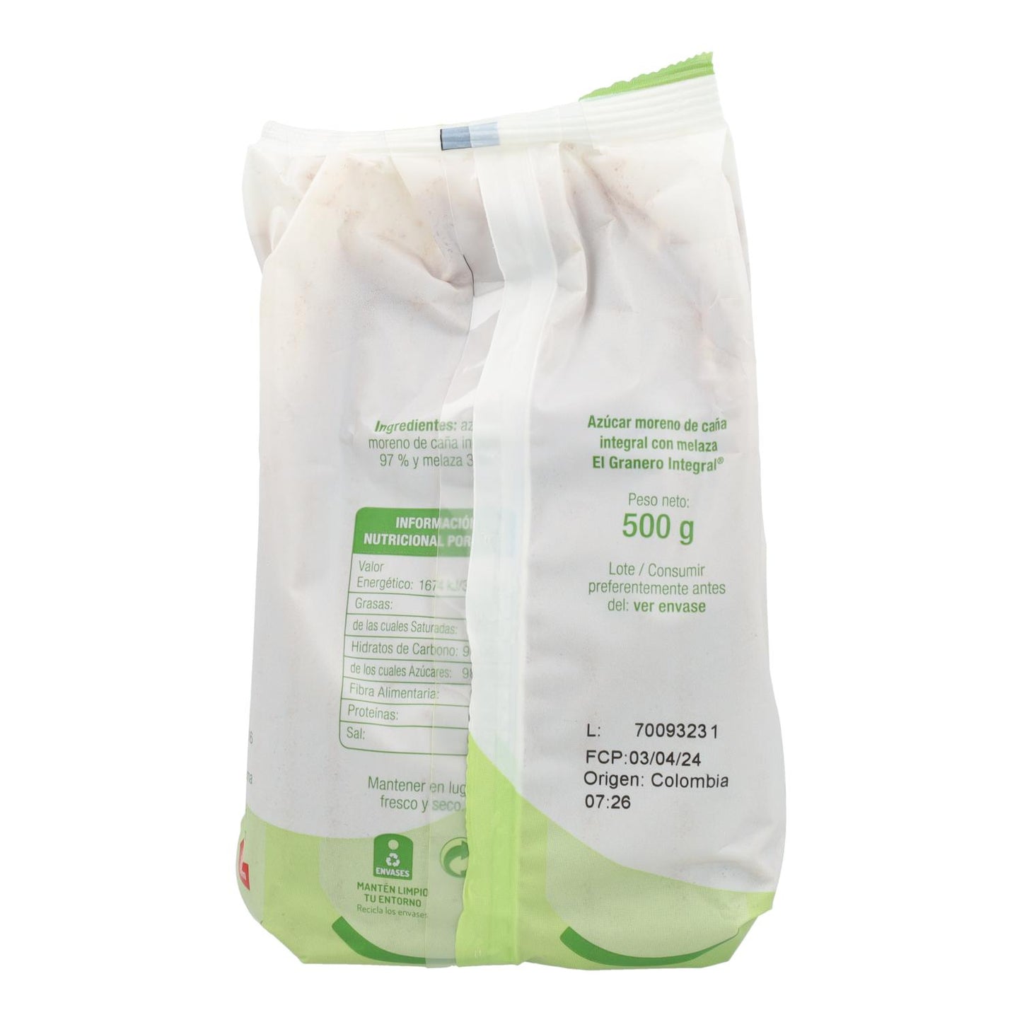 Azúcar Moreno Integral de Caña con Melaza El Granero 500 g