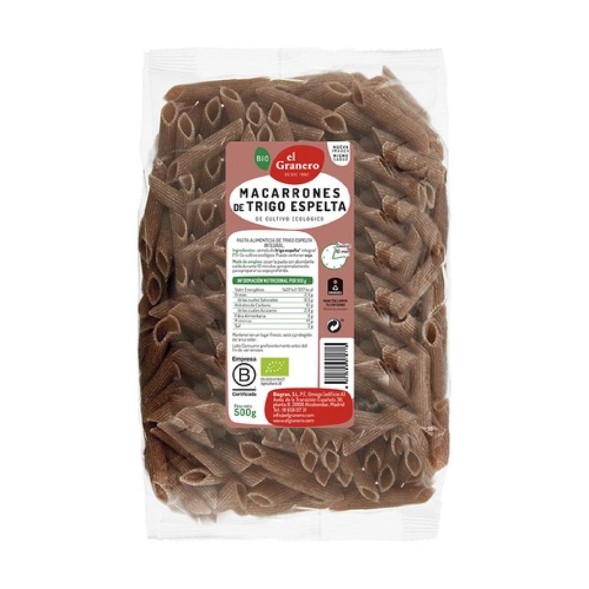 Macarrones de Espelta integral El Granero 500 g