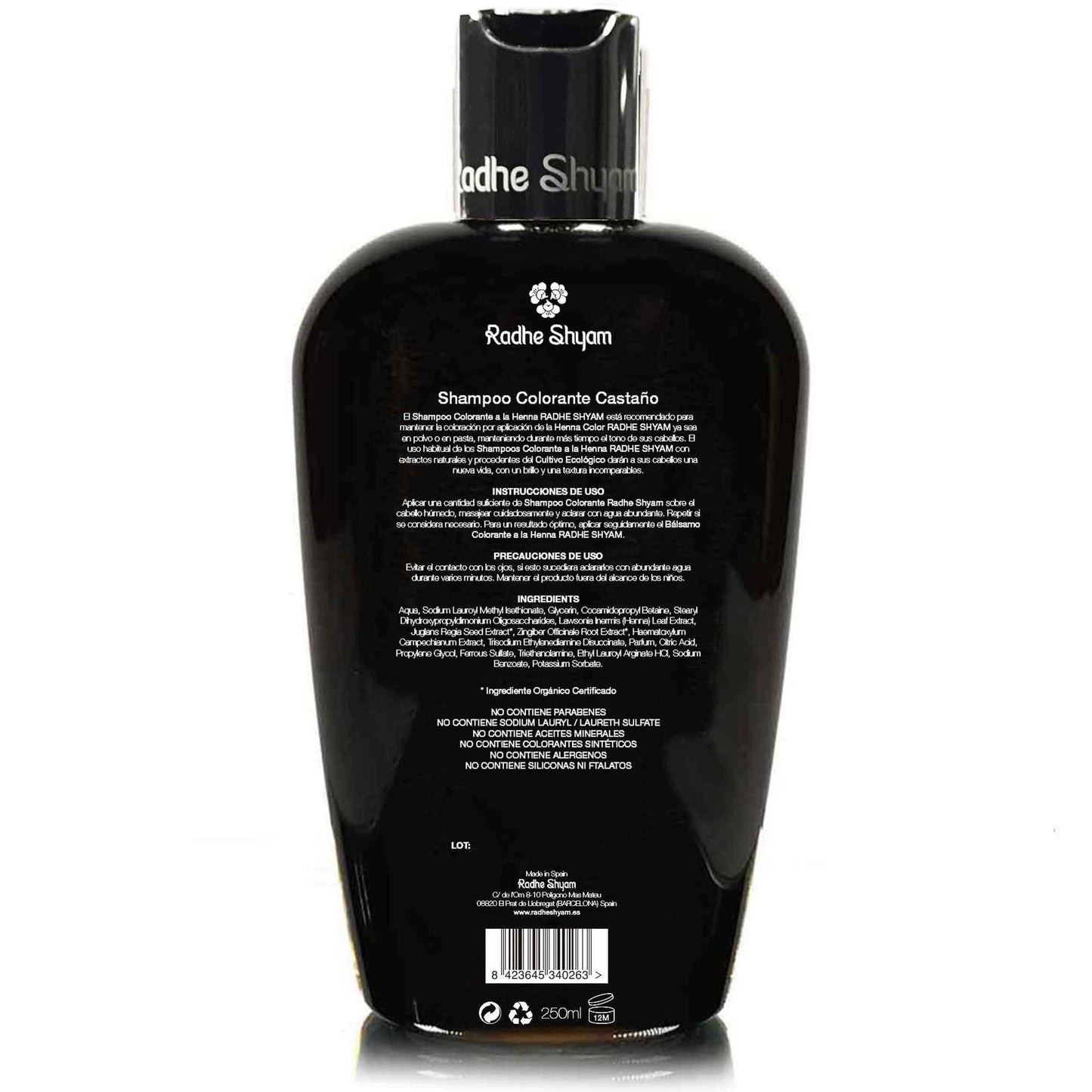 Shampoo colorante Castaño Henna Radhe Shyam 250 ml