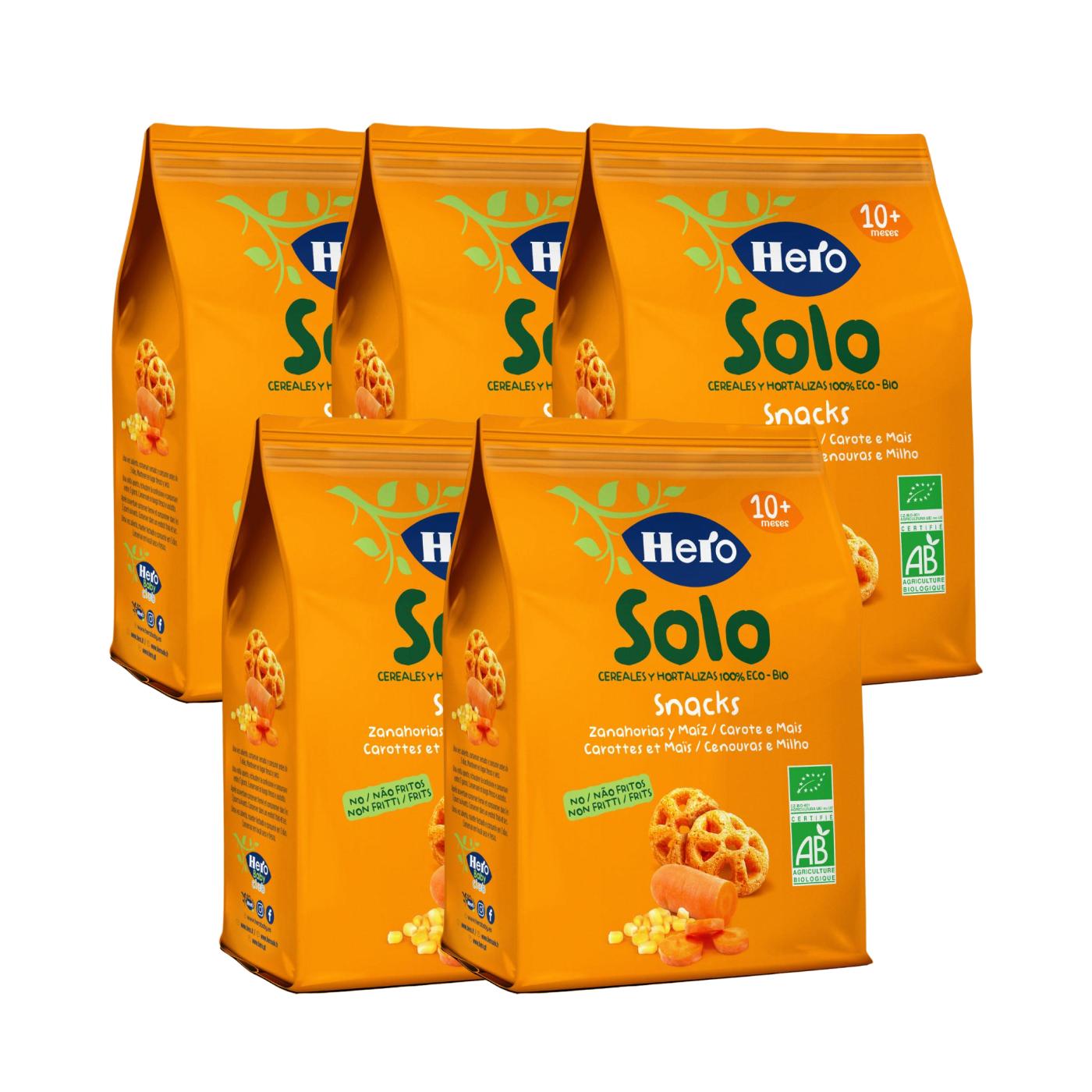 Pack x5 Snacks de Zanahorias y Maíz Eco 40 g-Hero Solo