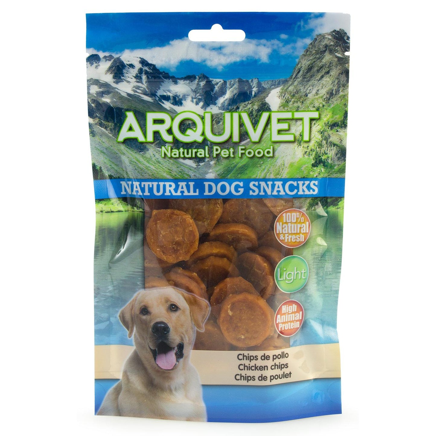 Snack natural para perros Chips de pollo  Arquivet  100 g