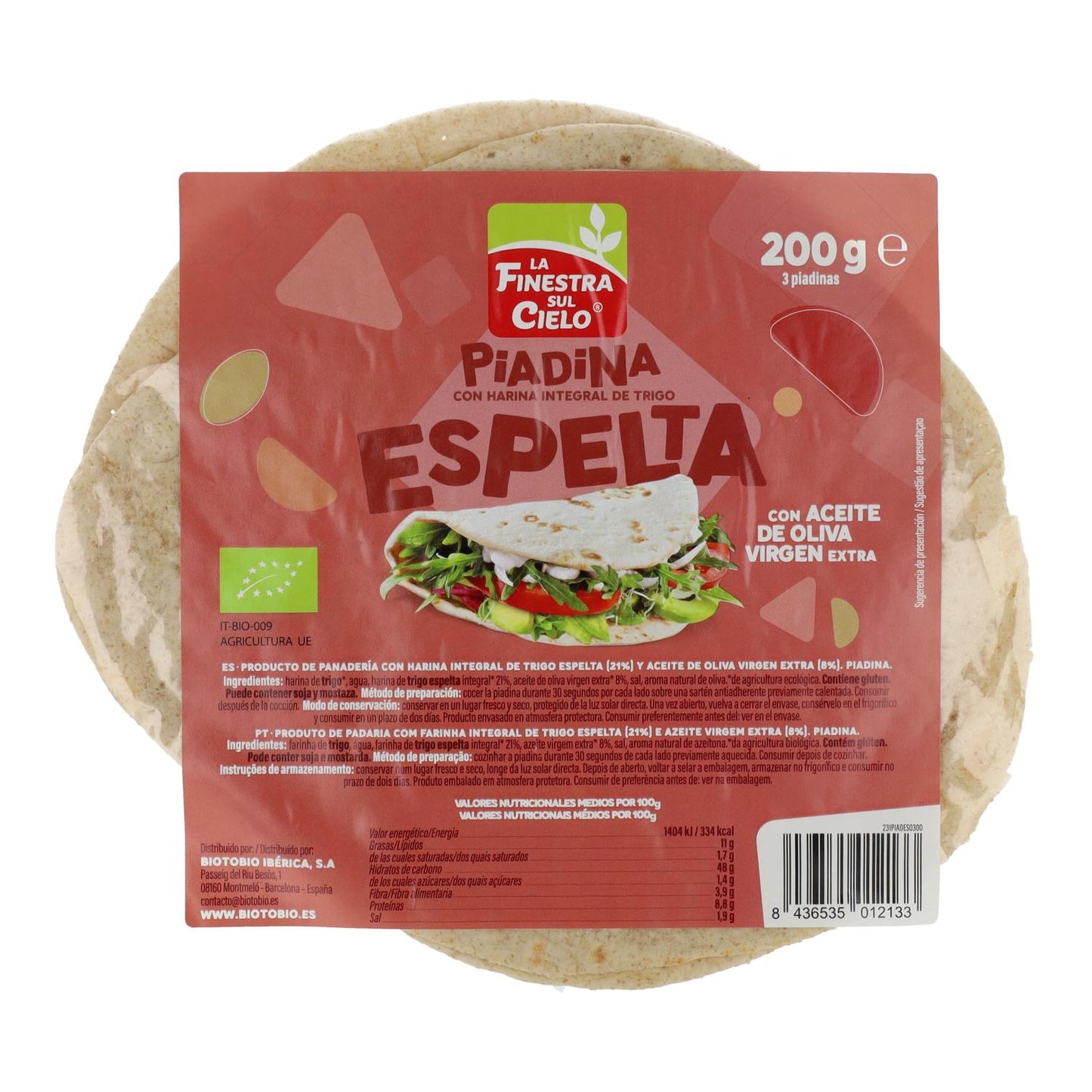 Piadina con Trigo de Espelta Bio La Finestra sul Cielo 200 g