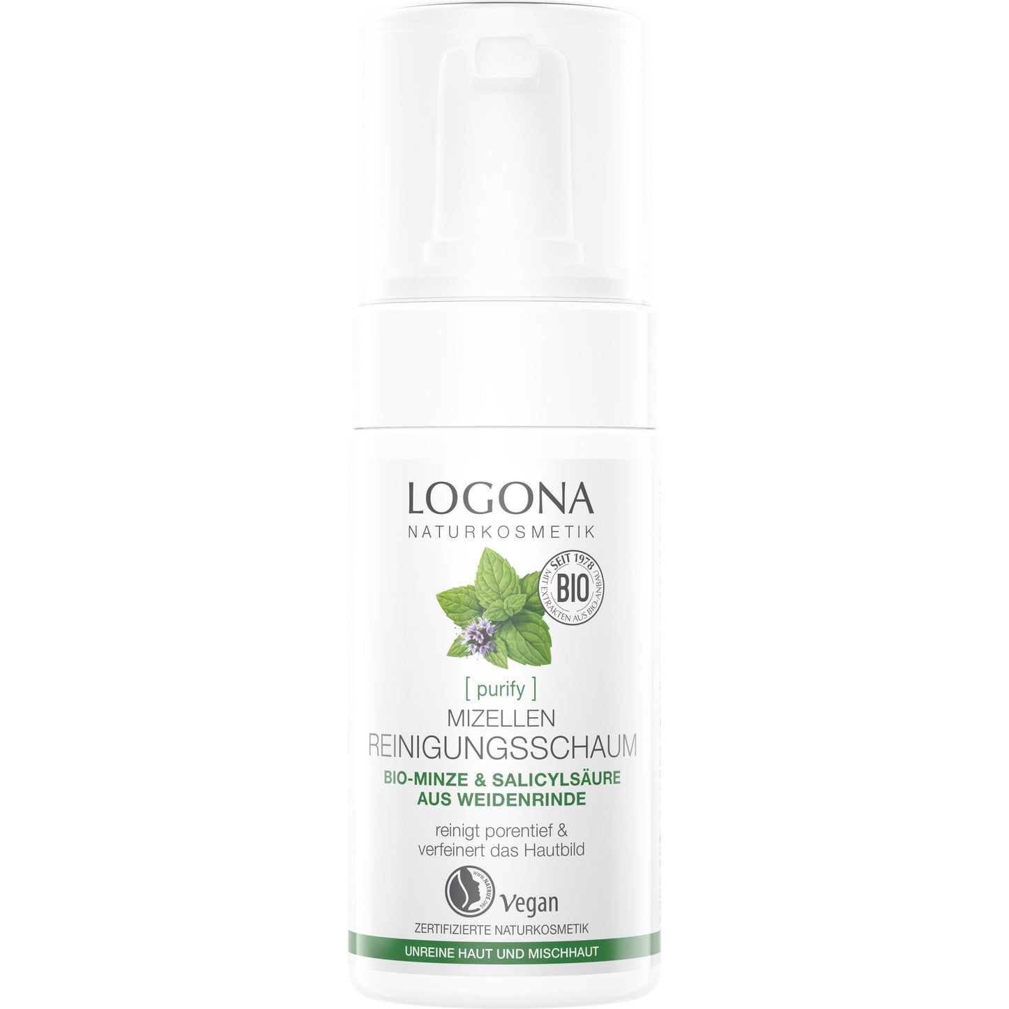 Espuma limpiadora Purificante Menta Bio y Ácido Salicilico Bio Logona, 100ml