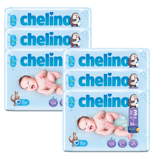 Pack 6 x Pañal T3 Tumbado (4-10Kg) 36 uds, Chelino