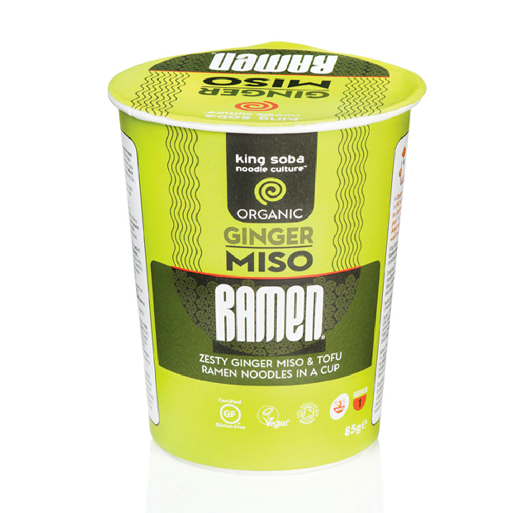 Vaso De Sopa Ramen De Miso Y Jengibre Sin Gluten Bio KING SOBA 85 g
