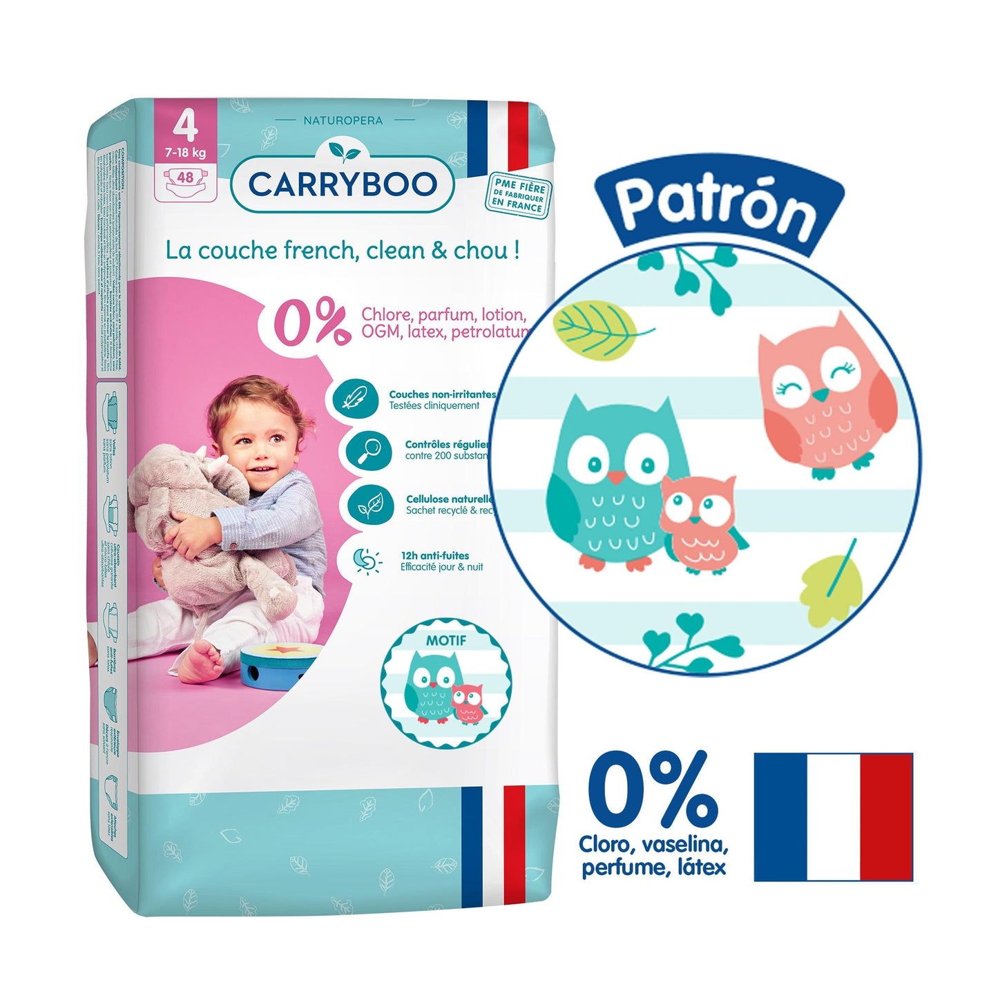 CARRYBOO - Pañales Ecológicos T4 (7-18kg) - Jumbo 48 pañales
