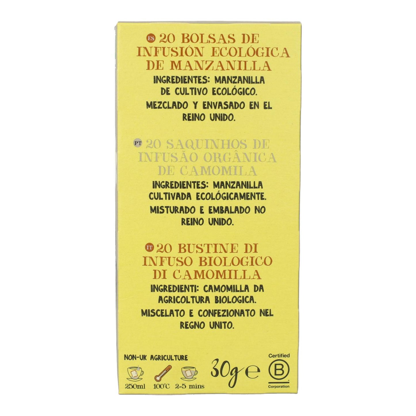 Infusión Just Chamomile Bio Cupper 20 bolsitas