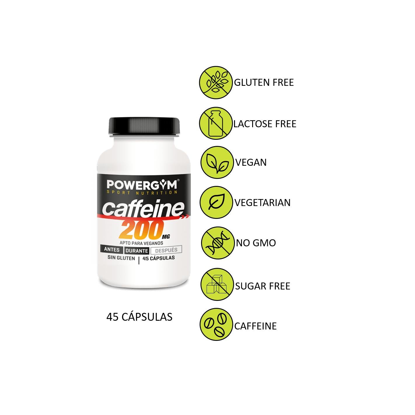 Cafeína para el deporte Powergym 45 cápsulas